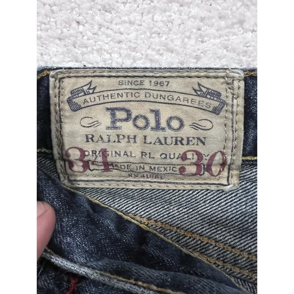 Vintage Men's Polo Ralph Lauren Hampton Straight Selvedge Jeans Size‎ 34x30 Blue